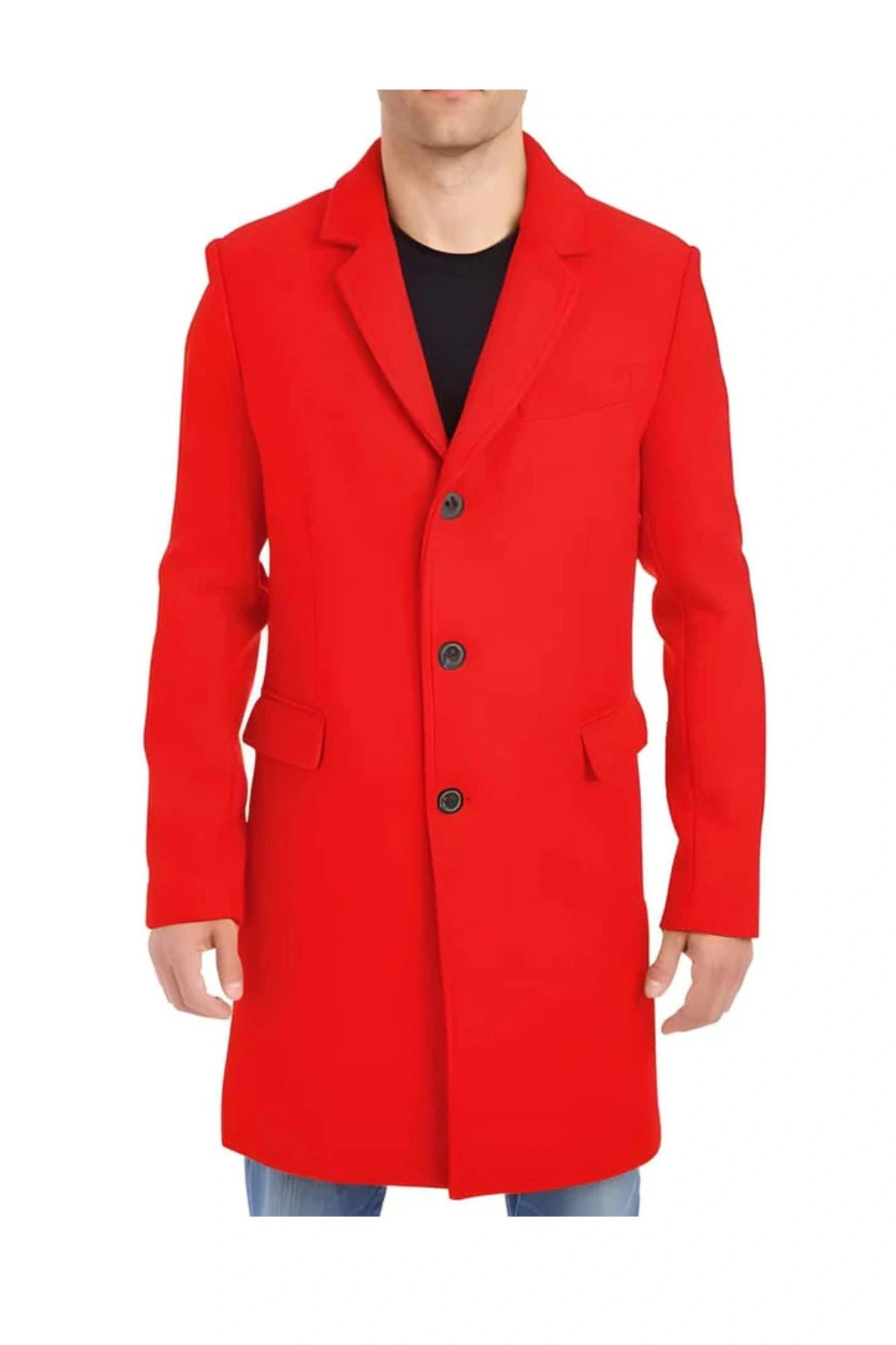 Abrigo Rojo de Lana para Hombre: Clásico, Cálido y con Estilo, Perfecto para Cualquier Ocasión.